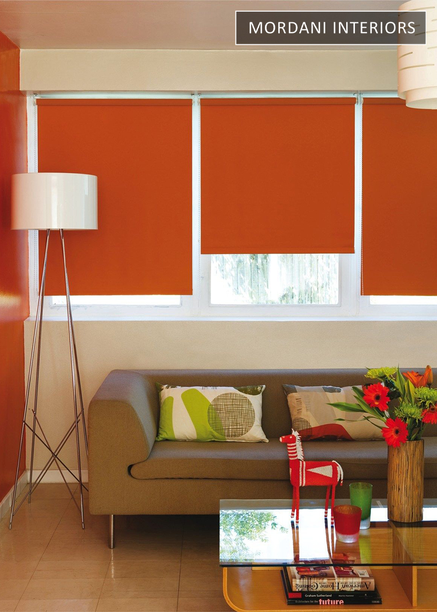 Techno Fab Orange Blackout Window Roller Blinds 